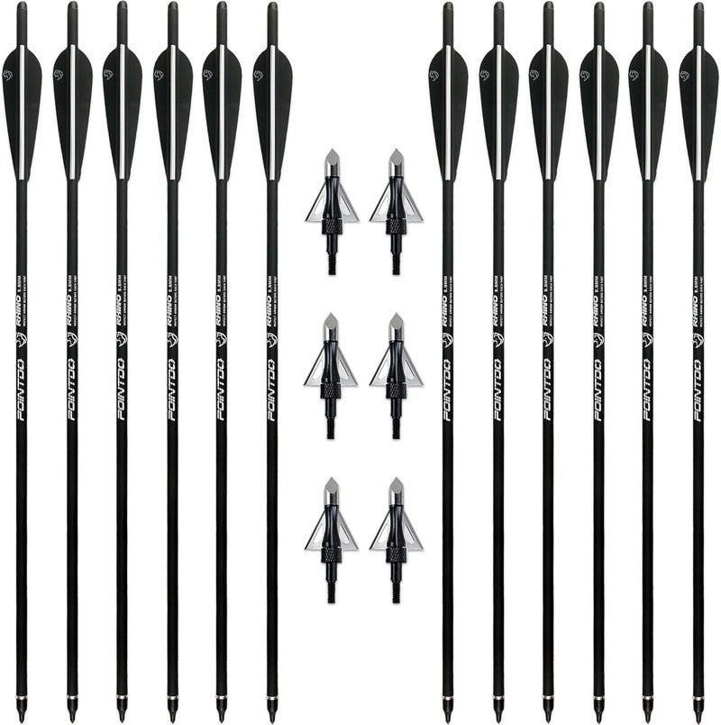 Pointdo 20inch Carbon Crossbow Bolts Crossbow Hunting Arrows with 4" Vanes and Replaced Arrowhead/Tip (12 Pack) - Image 1