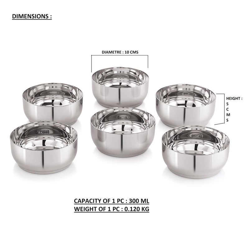Priya Stainless Steel Heavy Gauge Solid Bowls (Ruby Bowl) – Durable, Rust-Resistant, Multi-Purpose Kitchen Bowls for Serving, Mixing, Cooking, and Storage – Elegant Design, Silver Finish - Image 3