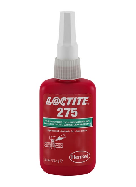 Loctite 275 Green, high strength, high viscosity methacrylate-based threadlocking adhesive, suited to large threads 50ml