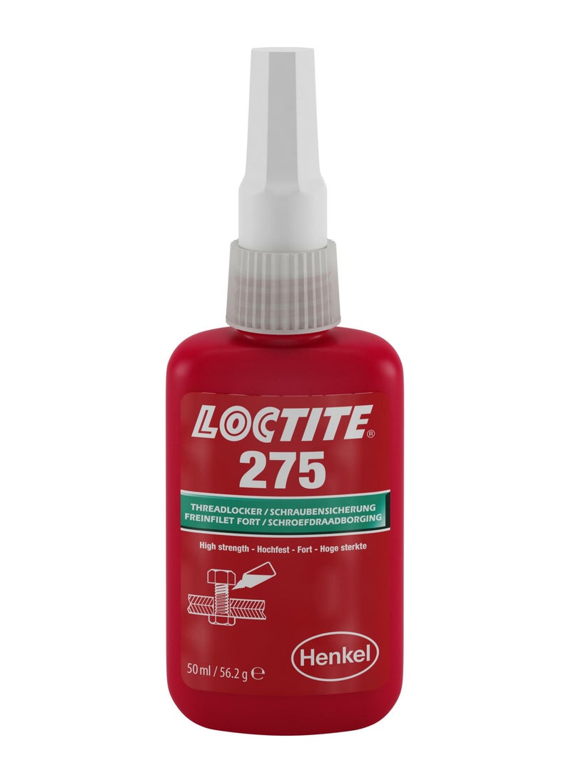 Loctite - Loctite 275 Green, high strength, high viscosity methacrylate-based threadlocking adhesive, suited to large threads 50ml - Image 1