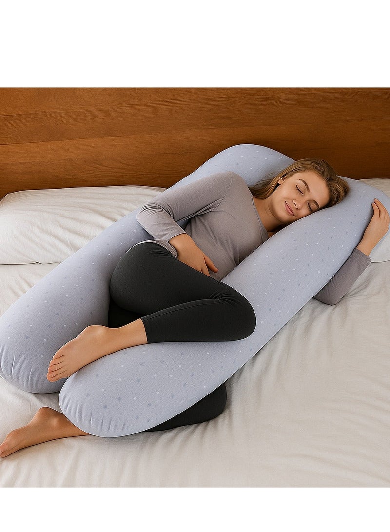 الأزرق جي دبليو 80x150 سم 1 قطعة وسادة قطنية على شكل حرف U لكامل الجسم للنوم أثناء الحمل وسائد الحمل للنوم غطاء وسادة على شكل حرف U لدعم الحمل غطاء وسادة ناعم للجسم للنوم على الجانب وقابل للغسل للنساء الحوامل (رمادي) - Image 2
