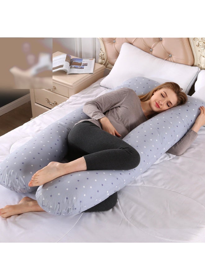 الأزرق جي دبليو 80x150 سم 1 قطعة وسادة قطنية على شكل حرف U لكامل الجسم للنوم أثناء الحمل وسائد الحمل للنوم غطاء وسادة على شكل حرف U لدعم الحمل غطاء وسادة ناعم للجسم للنوم على الجانب وقابل للغسل للنساء الحوامل (رمادي) - Image 2