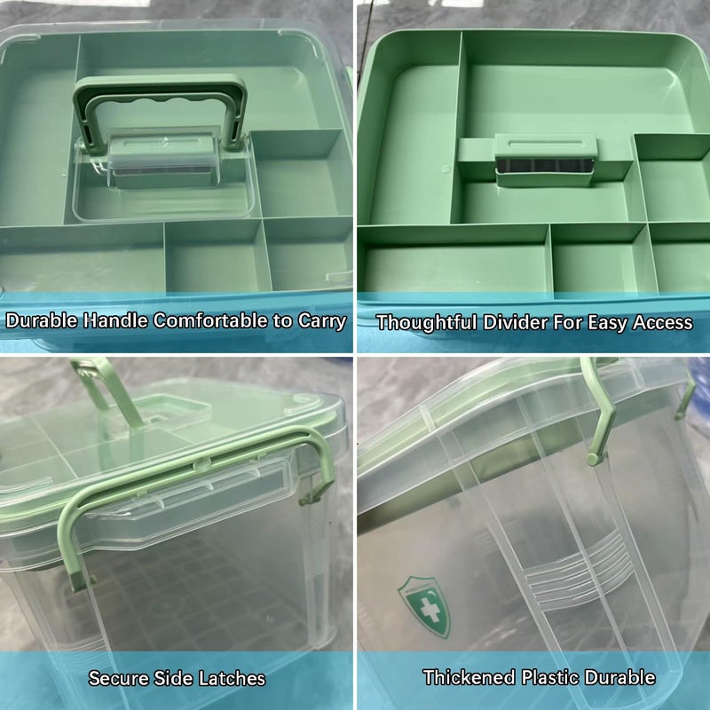 TAIPOXUN Clear Medicine Organizer Storage Box with Tray and Handle, First Aid Box Plastic Portable Thickened Medicine Container Chest Medical Case Medicine Caddy with Lids Handles - Image 4