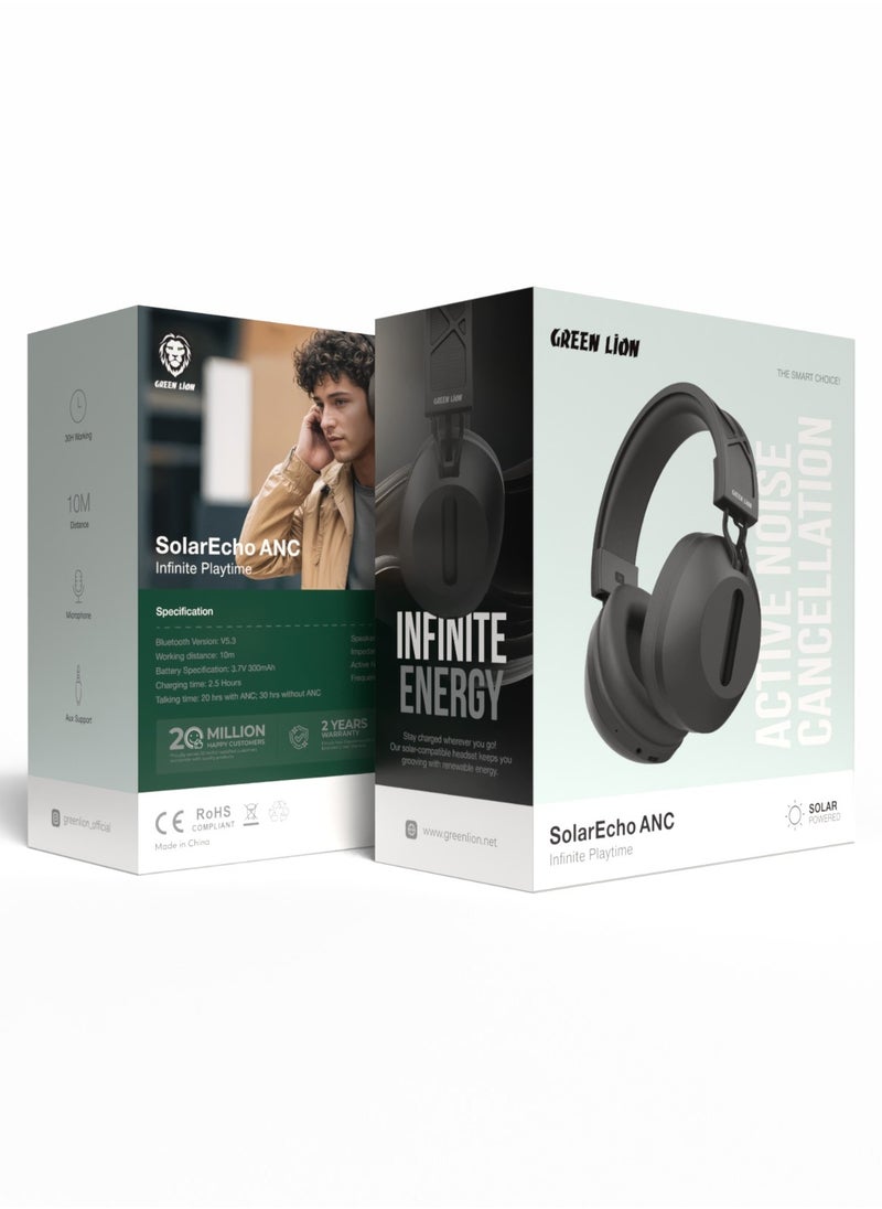 GREEN LION - SolarEcho ANC / Microphone / Aux Support / Infinite Play Time / Music / Movies - Black - Image 1
