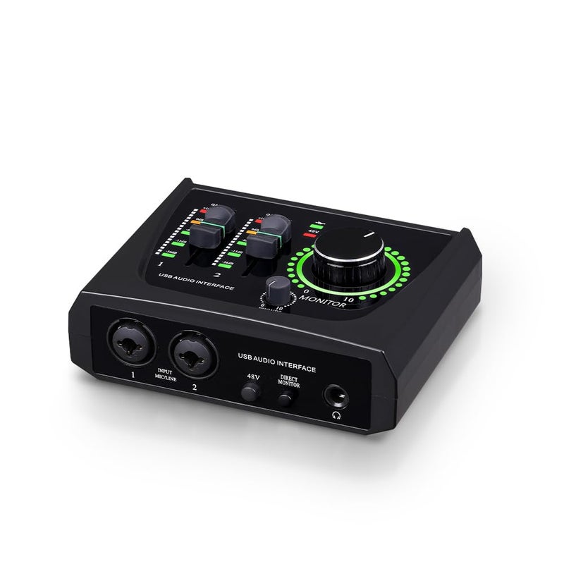 BOMGE mini 2 Channel USB Audio Interface for Recording, Streaming and Podcasting, with XLR/48V Phantom Power,Studio Quality Audio Interface for Guitarist, Vocalist, Podcaster or Producer - Image 1