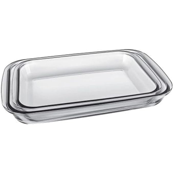 مارينكس طقم تحميص مستطيل زجاجي من قطعتين، سعة 22 لترًا و29 لترًا، أطباق خبز متينة مقاومة للحرارة، شفافة، آمنة للاستخدام في الفرن، تحميص، ميكروويف، فريزر، غسالة أطباق، مثالية للطواجن واللازانيا واللحوم. - Image 2