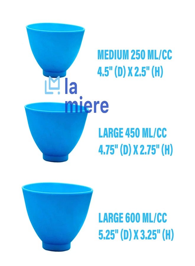 LA MIERE وعاء خلط مرن من السيليكون الأزرق الفاتح من لا مير، مقاس كبير جدًا 5.25 بوصة (قطر) × 3.25 بوصة (ارتفاع)، سعة 600 مل/سم مكعب، لخلط اللصقات الطبية - Image 3