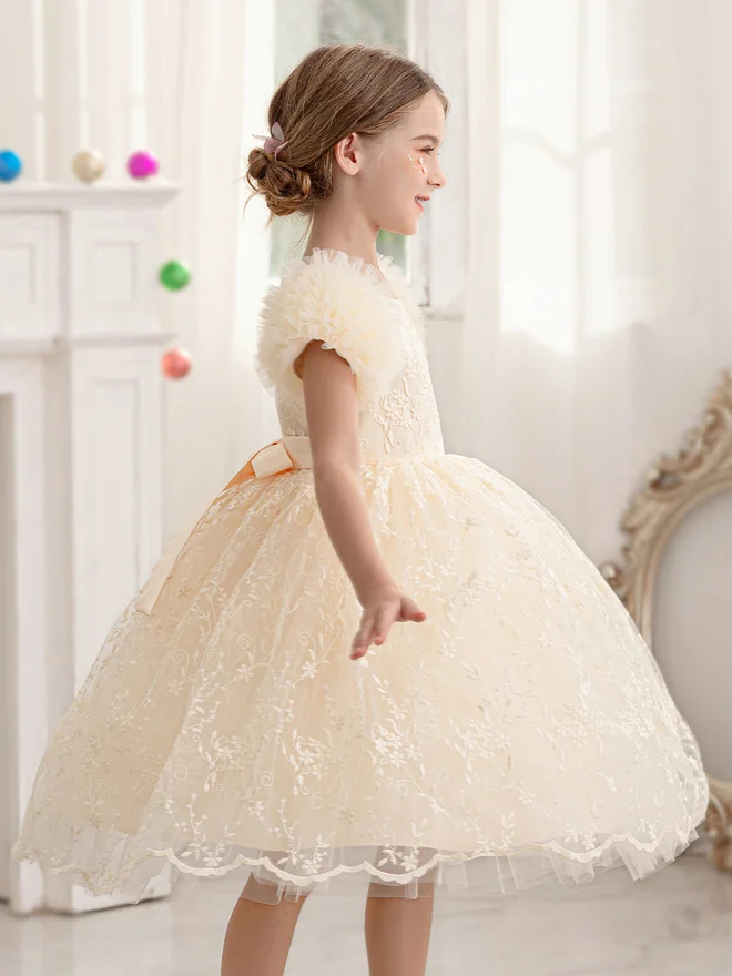 Take Two  Girls Floral Mesh All Lace Bow Detail Party Dress for Women | Best Price UAE
