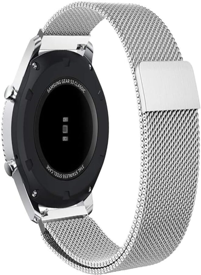 OR Other Gear S3 Frontier/Classic Band/Galaxy Watch Band Milanese Solid Stainless Steel Metal Business Bracelet Strap for Samsung Gear S3 Frontier/S3 Classic Smartwatch/Galaxy Watch R800 Silver