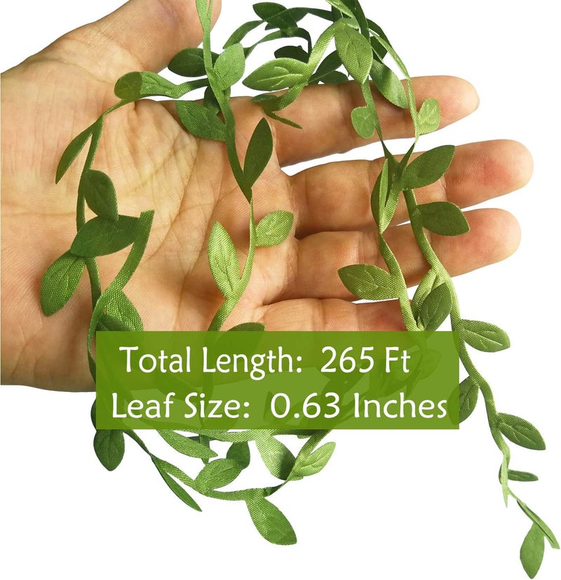 Naidiler 265 Ft Leaf Ribbon, Artificial Vines Leaves String Trim Ribbon Wild Jungle Botanical Greenery for Baby Shower Party Wedding Home Wreaths & DIY Craft - Image 2