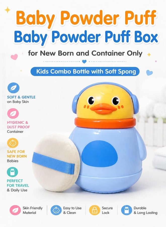 KALRA MAGIC Baby Powder Puff Box with Soft Sponge Applicator, Talcum Powder Storage Container for Newborns, Infants & Toddlers (Blue, S) - Image 2