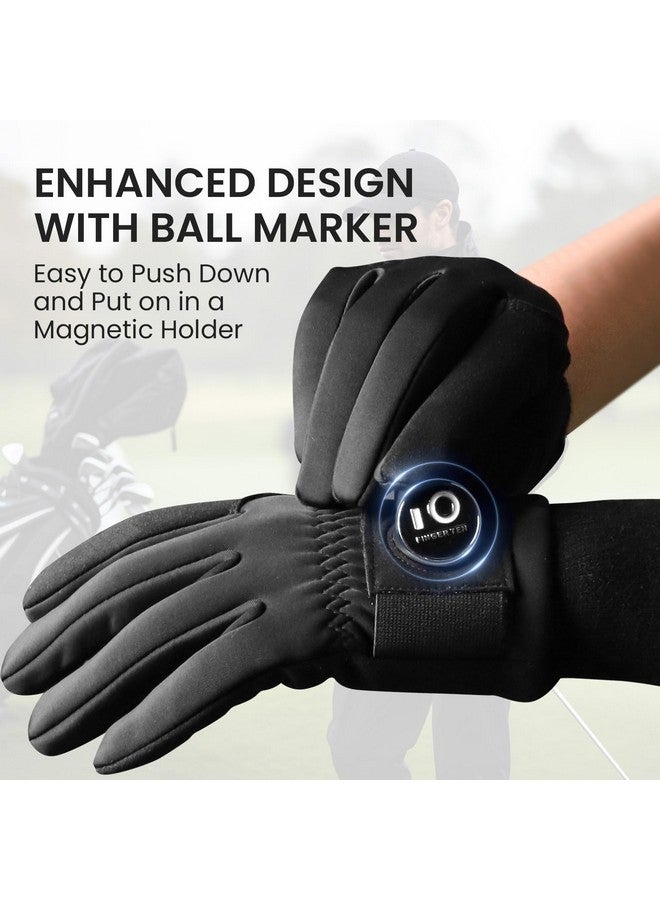 FINGER TEN Ten Men Golf Gloves Winter Pair With Ball Marker 1 Pr, Windproof Grip Fit Medium Large Xl Xxl 2Xl (Medium) - Image 5