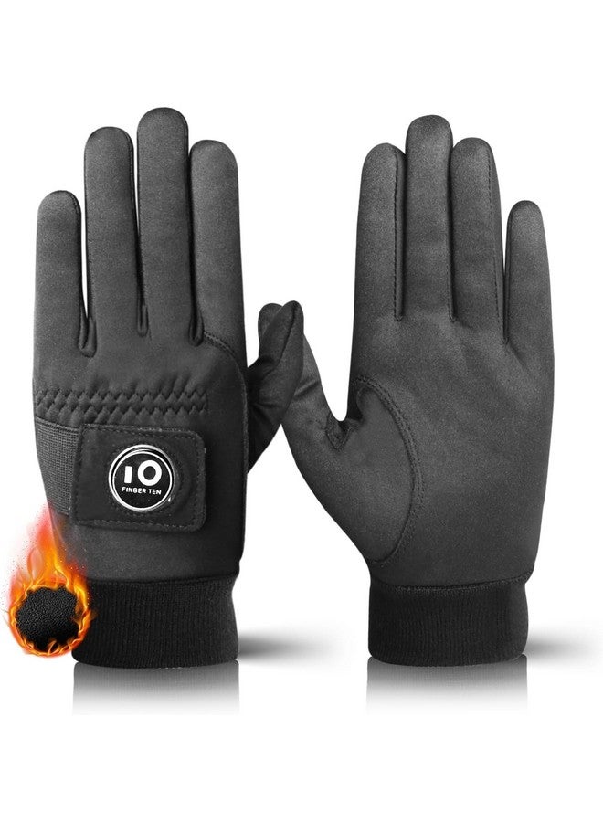 FINGER TEN Ten Men Golf Gloves Winter Pair With Ball Marker 1 Pr, Windproof Grip Fit Medium Large Xl Xxl 2Xl (Medium) - Image 1