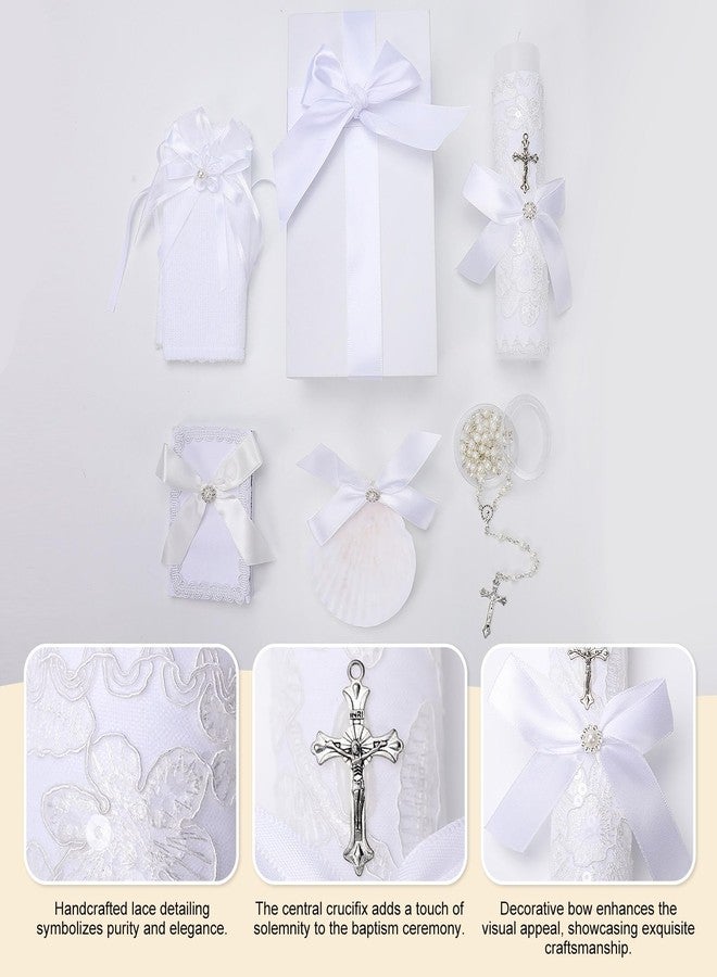 ROTEL Baptism Candle Set for Boys and Girls,White 5 PCS Baptism Kit Catholic Candle,Baptismal Towel,Shell,Rosary,Bible for Baptismal Christening First Communion Gift,Velas para Bautizo De Niño o Niña - Image 3
