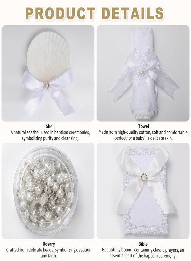 ROTEL Baptism Candle Set for Boys and Girls,White 5 PCS Baptism Kit Catholic Candle,Baptismal Towel,Shell,Rosary,Bible for Baptismal Christening First Communion Gift,Velas para Bautizo De Niño o Niña - Image 4