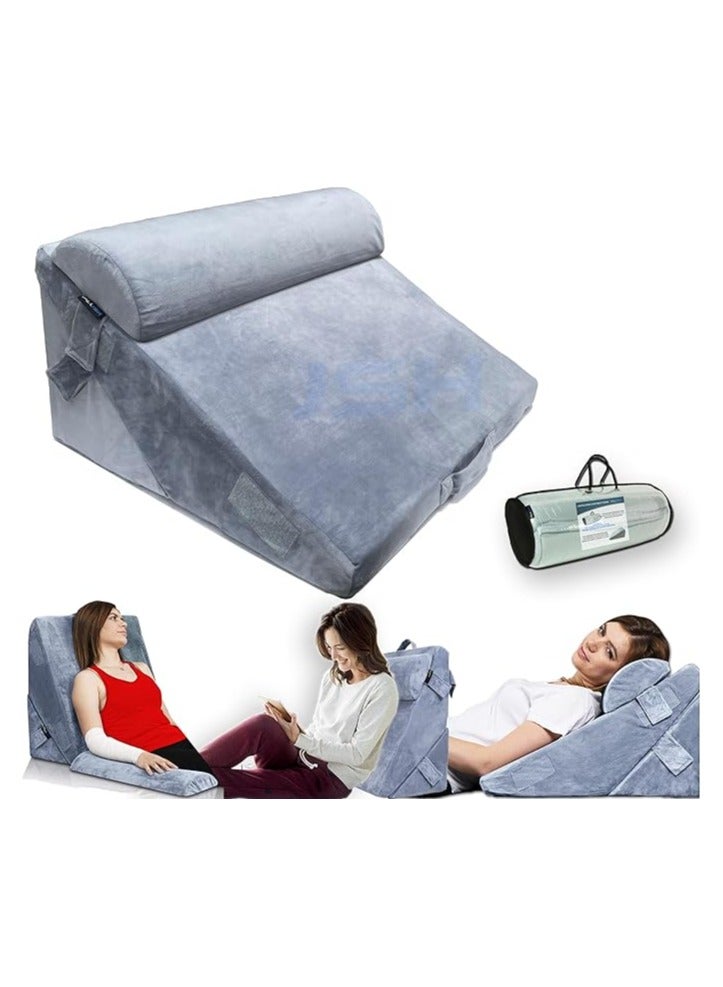 Plush PLUSH Adjustable Bed Wedge Pillow for Adults – Gel-Infused Memory Foam Top, Elevation Support for Acid Reflux, Pregnancy, Recovery, Reading, Back, Neck, and Leg  - Image 1