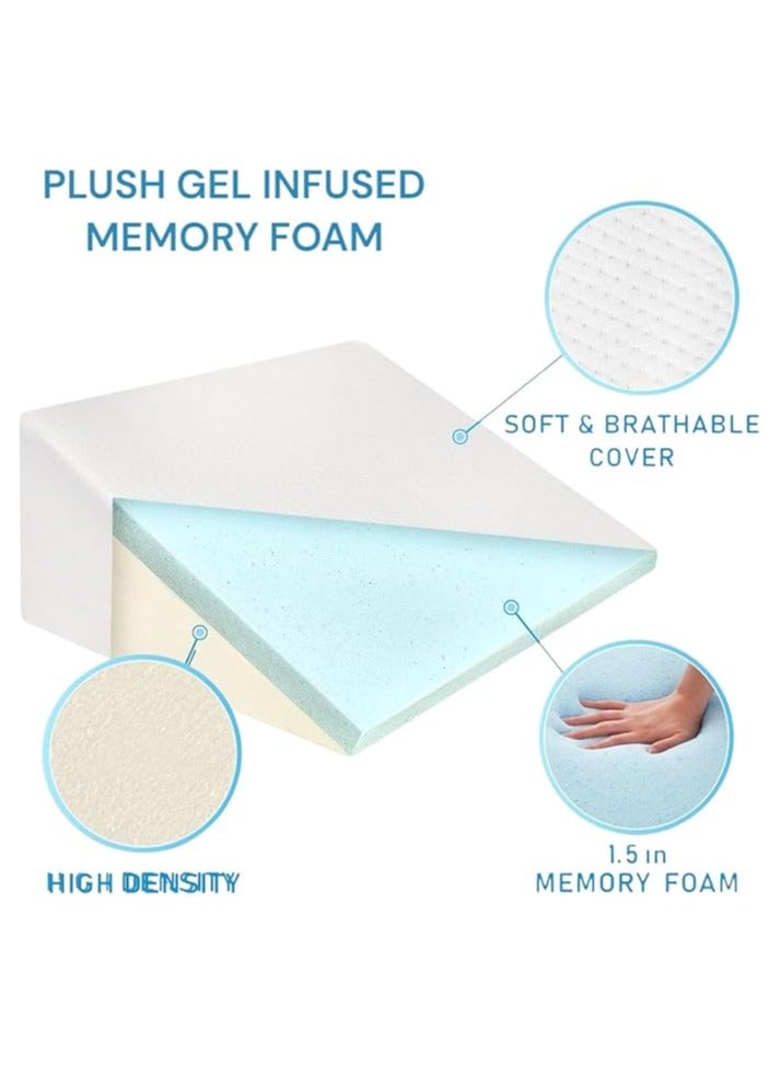 Plush PLUSH Adjustable Bed Wedge Pillow for Adults – Gel-Infused Memory Foam Top, Elevation Support for Acid Reflux, Pregnancy, Recovery, Reading, Back, Neck, and Leg  - Image 2