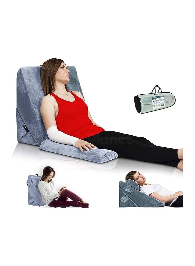 Plush PLUSH Adjustable Bed Wedge Pillow for Adults – Gel-Infused Memory Foam Top, Elevation Support for Acid Reflux, Pregnancy, Recovery, Reading, Back, Neck, and Leg  - Image 4