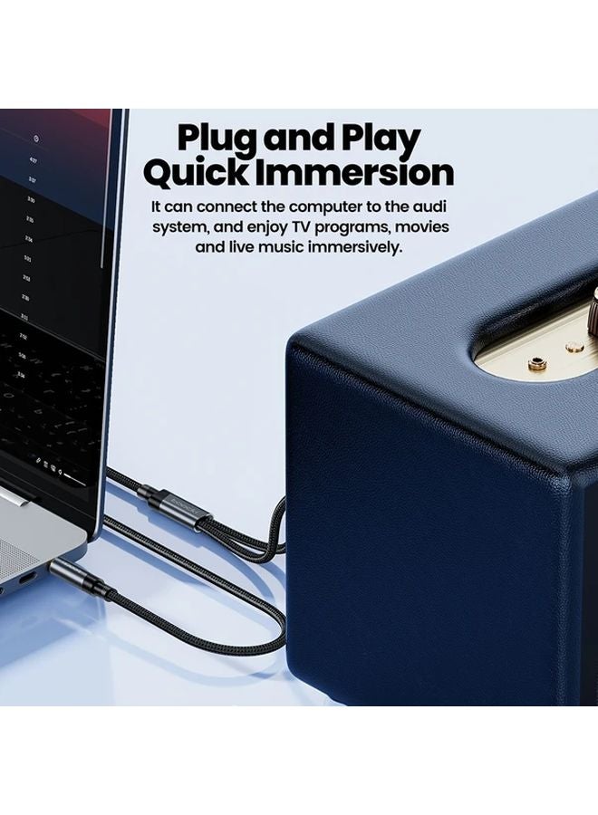 كابل صوتي رمادي Toocki 3.5 مم إلى 2RCA بطول 78.74 بوصة مع شحن USB للهواتف الذكية والأجهزة اللوحية - Image 5