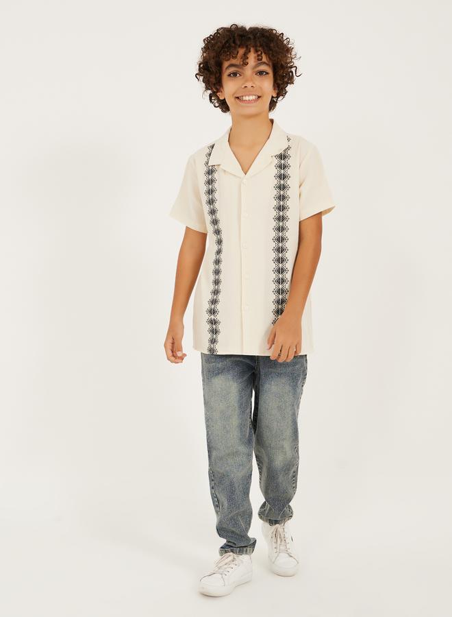 Styli Embroidered Collared Short Sleeve Shirt  - Image 2