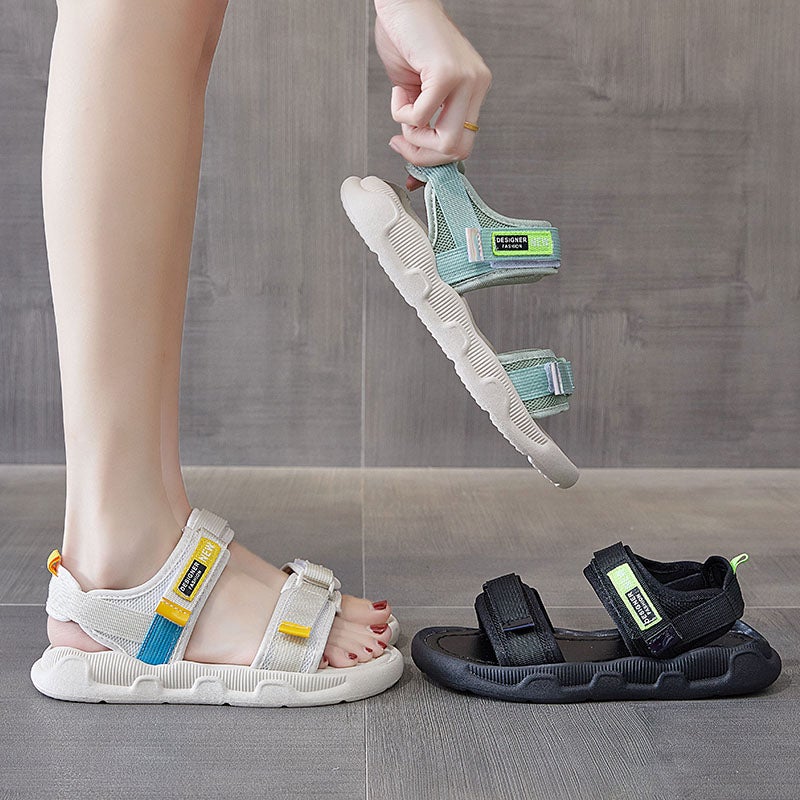 Wide Foot Obese Women'S Shoes Summer Plus Size 41 Soft Sole 42 Velcro Sport Sandals Pregnant Women'S Puffy Foot Sandals - Image 5