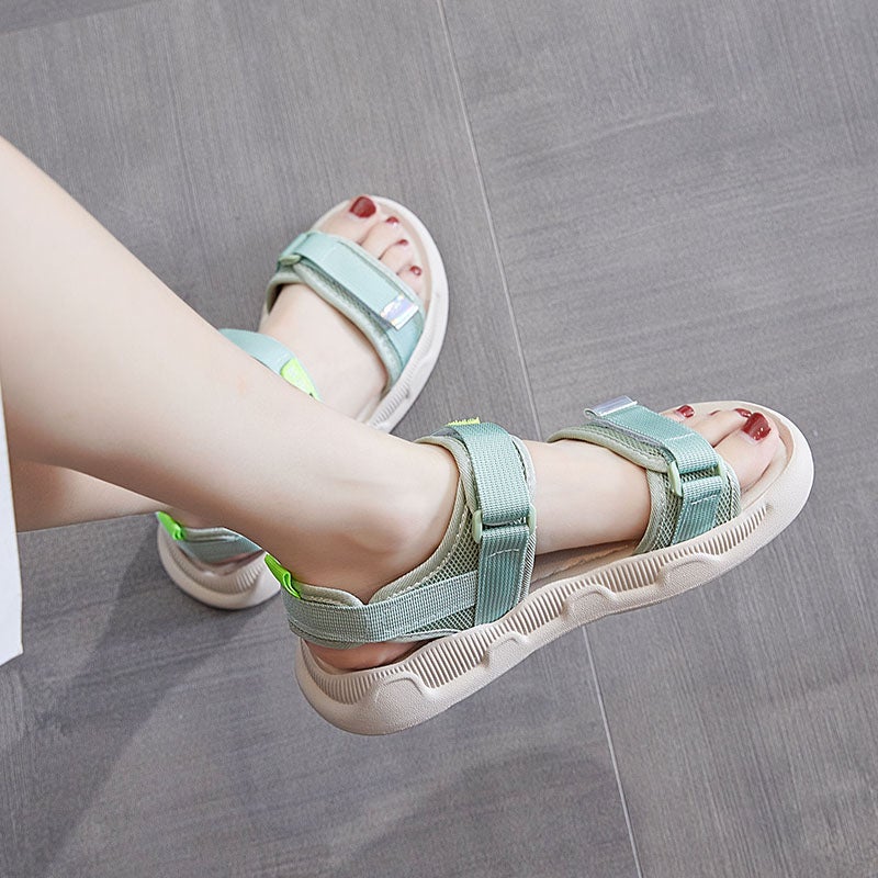 Wide Foot Obese Women'S Shoes Summer Plus Size 41 Soft Sole 42 Velcro Sport Sandals Pregnant Women'S Puffy Foot Sandals - Image 4