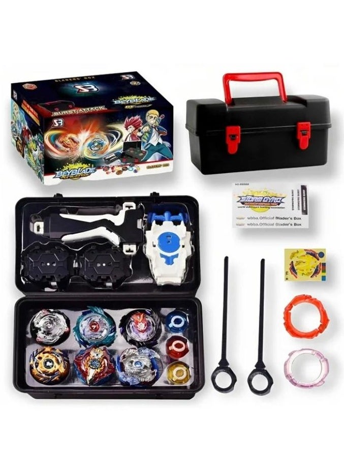MARAH TOYS Purple Beyblade Beyblade Combat Launcher and Handle Set Storage Box Toy 8pcs Basic Spinning Barrel and 4 Launchers  - Image 1