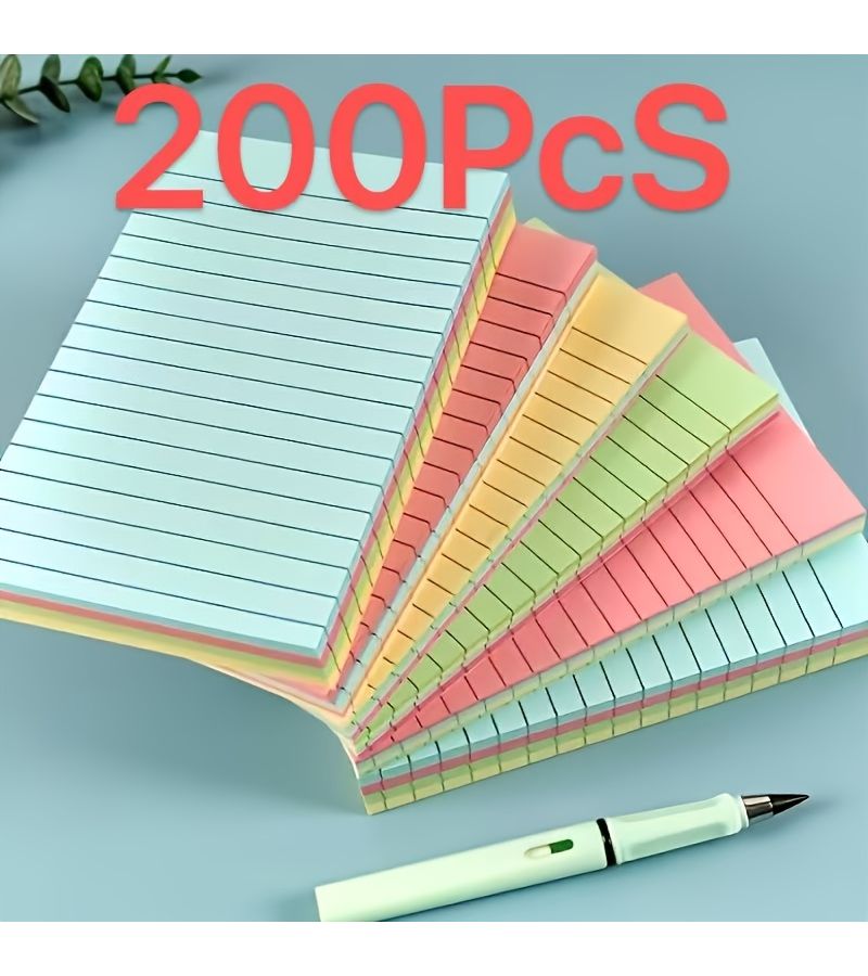 ملاحظات لاصقة طويلة جدًا وسميكة ومعززة، 200 صفحة، على شكل كتاب، بخطوط مسطرة، وسادات مذكرات ملونة للمكتب والمنزل والمدرسة - Image 2