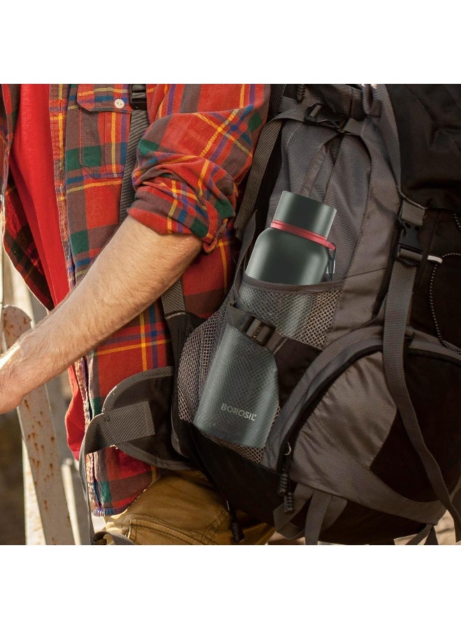 Borosil Vacuum Insulated Copper Coated Inner Trek Water Bottle Green - Image 4