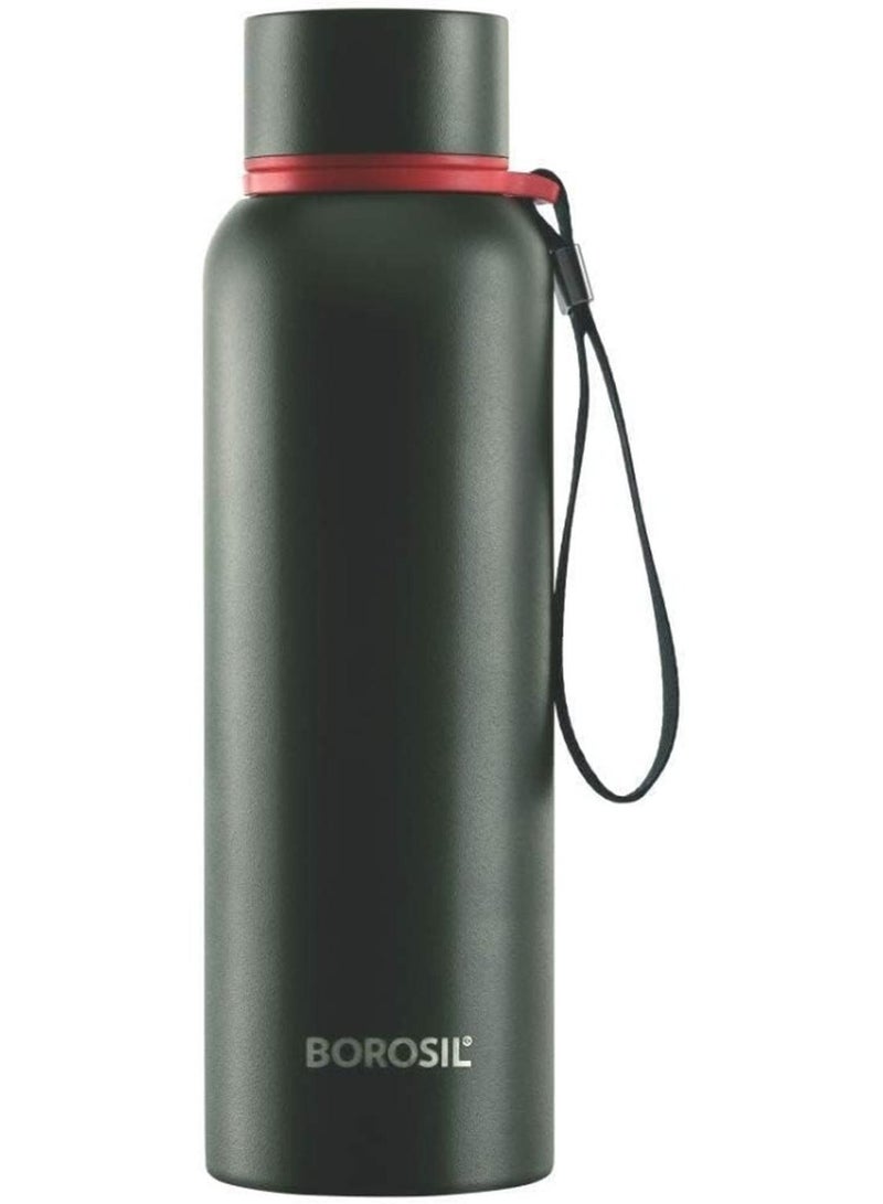 Borosil Vacuum Insulated Copper Coated Inner Trek Water Bottle Green - Image 1