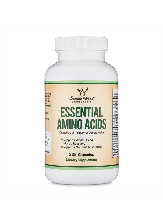Double Wood Supplements Essential Amino Acids - 1 Gram Per Serving Powder Blend of All 9 Essential Aminos (EAA) and All Branched-Chain Aminos (BCAAs) (Leucine, Isoleucine, Valine) 225 Capsules, Gluten Free by Double Wood - Image 4