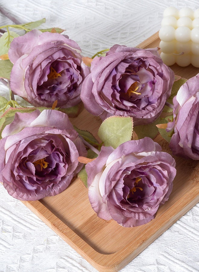 DUNISO 5 قطع من الزهور الاصطناعية لتزيين الطاولة المركزية باقات زهور حريرية وهمية لتزيين طاولة المنزل وغرفة المكتب وحفلات الطاولة وديكور قطع مركزية لطاولات الزفاف - Image 3