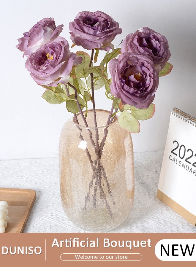 DUNISO 5 قطع من الزهور الاصطناعية لتزيين الطاولة المركزية باقات زهور حريرية وهمية لتزيين طاولة المنزل وغرفة المكتب وحفلات الطاولة وديكور قطع مركزية لطاولات الزفاف - Image 1