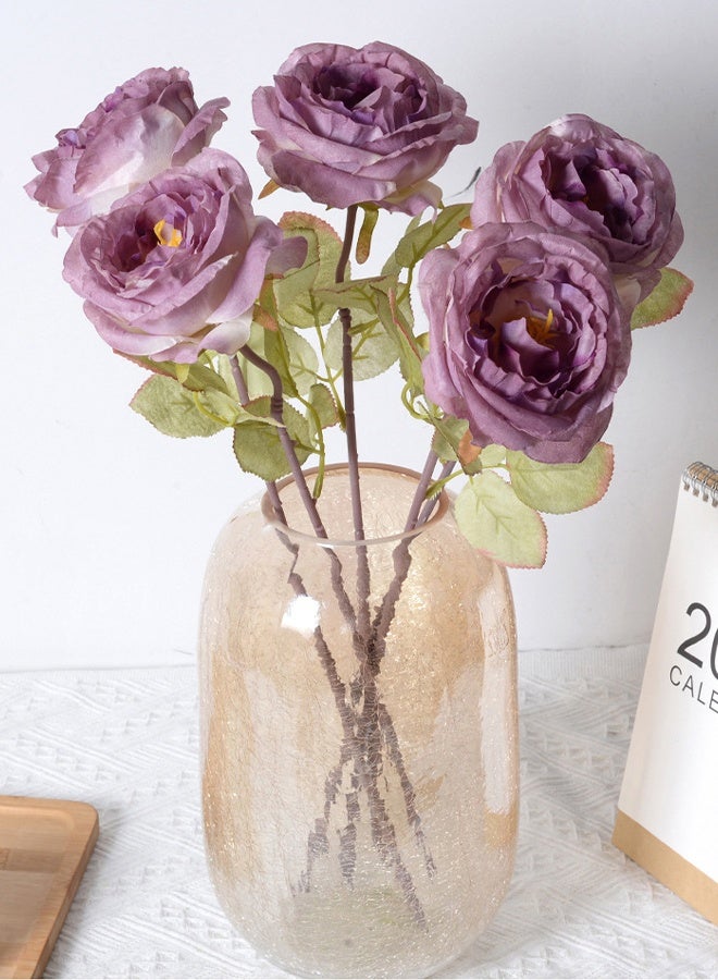 DUNISO 5 قطع من الزهور الاصطناعية لتزيين الطاولة المركزية باقات زهور حريرية وهمية لتزيين طاولة المنزل وغرفة المكتب وحفلات الطاولة وديكور قطع مركزية لطاولات الزفاف - Image 5