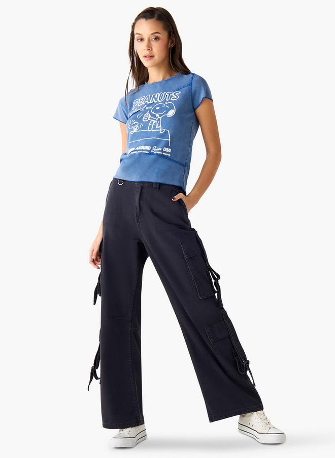 SP Characters Peanuts Print T-shirt with Crew Neck and Short Sleeves - Image 2