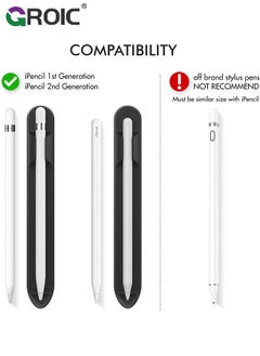 GROIC Black Pencil Holder Compatible with Apple Pencil (1st & 2nd Generation) Sling Sleeve PU Leather Pouch Case Pocket Accessories Elastic Band Fit iPad 8th 7th Mini 5th/Notebook/Tablets  - Image 2