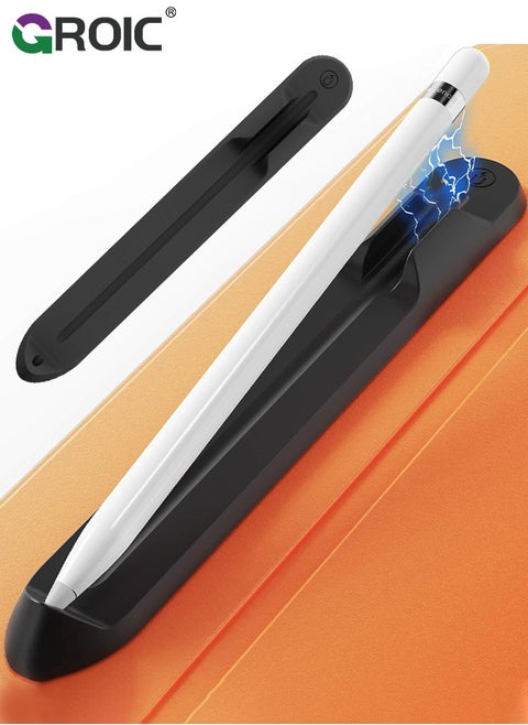 Black Pencil Holder Compatible with Apple Pencil (1st & 2nd Generation) Sling Sleeve PU Leather Pouch Case Pocket Accessories Elastic Band Fit iPad 8th 7th Mini 5th/Notebook/Tablets