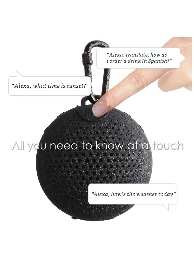 Boompods Aquablaster Small Portable Bluetooth Speaker - Mini Wireless Speakers with Amazon Alexa Capabilities, IPX7 Waterproof Shower Speaker, Mounting Options for Bathroom & Travel (Black) - Image 2