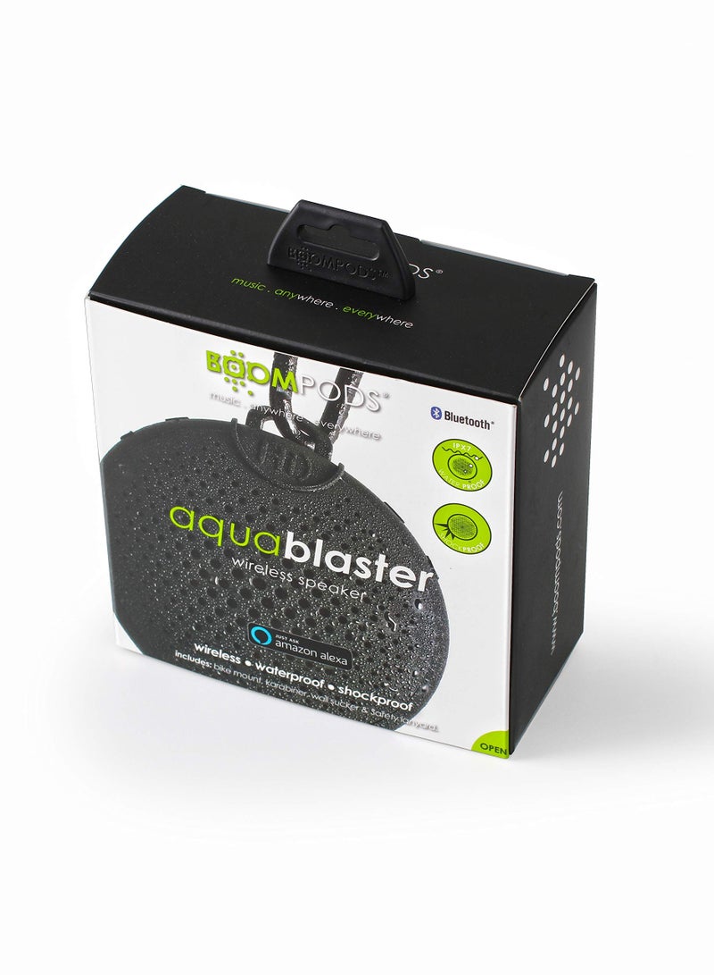 Boompods Aquablaster Small Portable Bluetooth Speaker - Mini Wireless Speakers with Amazon Alexa Capabilities, IPX7 Waterproof Shower Speaker, Mounting Options for Bathroom & Travel (Black) - Image 4