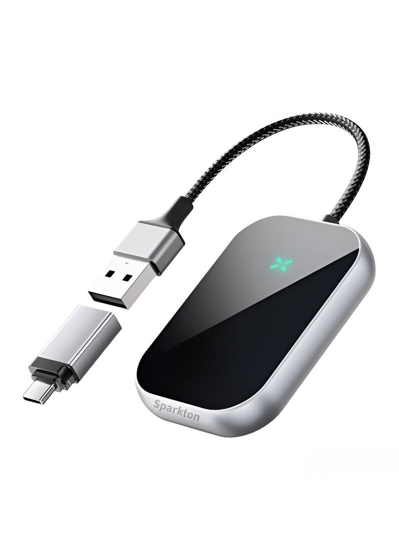 Sparkton Wireless CarPlay Adapter  Fast Connection Plug-and-Play Apple CarPlay Dongle for iPhone & Android CarPlay Wireless Upgrade Compact USB C CarPlay Device