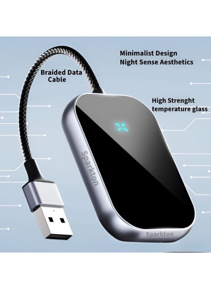 Sparkton Wireless CarPlay Adapter  Fast Connection Plug-and-Play Apple CarPlay Dongle for iPhone & Android CarPlay Wireless Upgrade Compact USB C CarPlay Device