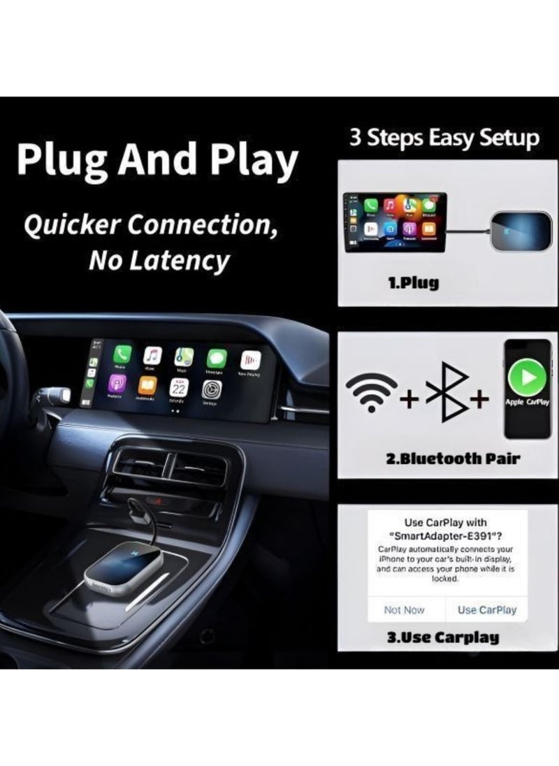 Sparkton Wireless CarPlay Adapter  Fast Connection Plug-and-Play Apple CarPlay Dongle for iPhone & Android CarPlay Wireless Upgrade Compact USB C CarPlay Device