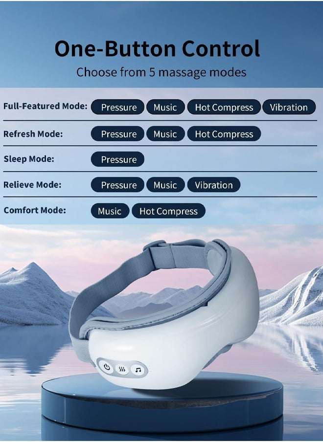 Bukela Eye Massager with Heat, Heated Eye Massager for Migraines with Compression and Music, Wireless Eye Mask Massager with Heat, 5 Modes Portable Massaging Eye mask for Relieve Eye Strain  - Image 3