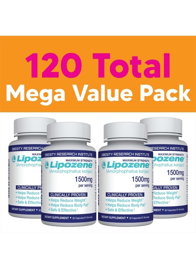 Lipozene Diet Pills - Weight Loss Supplement - 4 Bottles of 30 Capsules Each, a Total of 120 Capsules! - Image 2