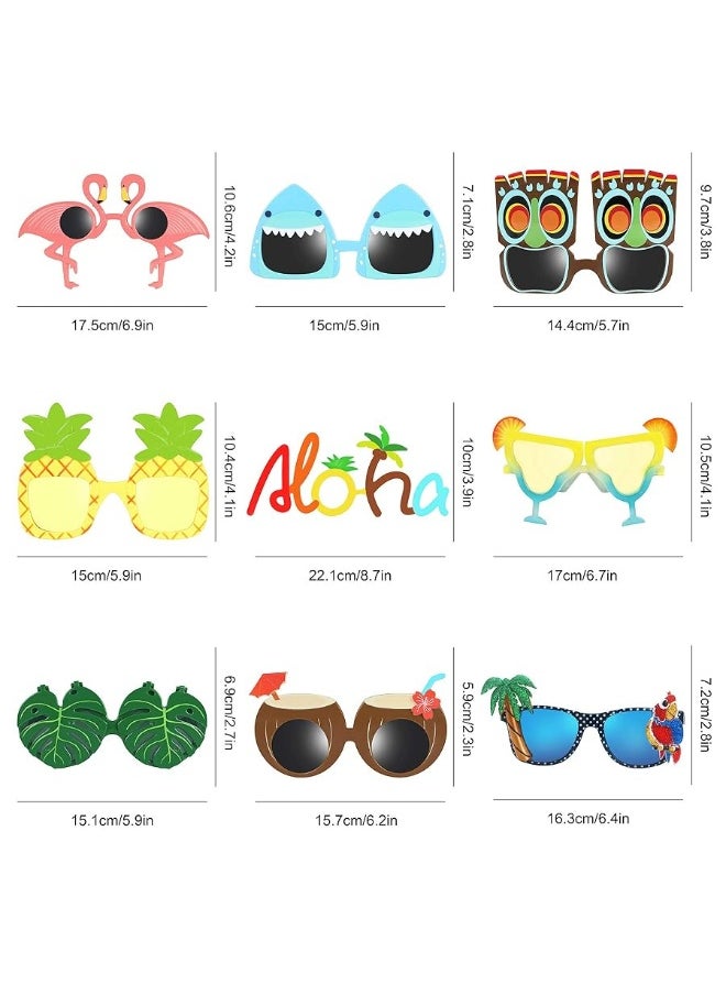 Ocean Line - Luau Party Sunglasses - 9 Pairs Funny Hawaiian Glasses, Tropical Fancy Dress Props, Fun Summer Kids Party Favors, Beach Themed Party Supplies Decoration - Image 1