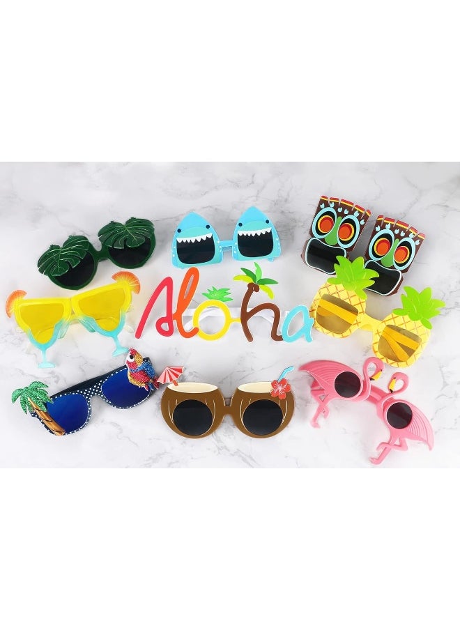 Ocean Line - Luau Party Sunglasses - 9 Pairs Funny Hawaiian Glasses, Tropical Fancy Dress Props, Fun Summer Kids Party Favors, Beach Themed Party Supplies Decoration - Image 1