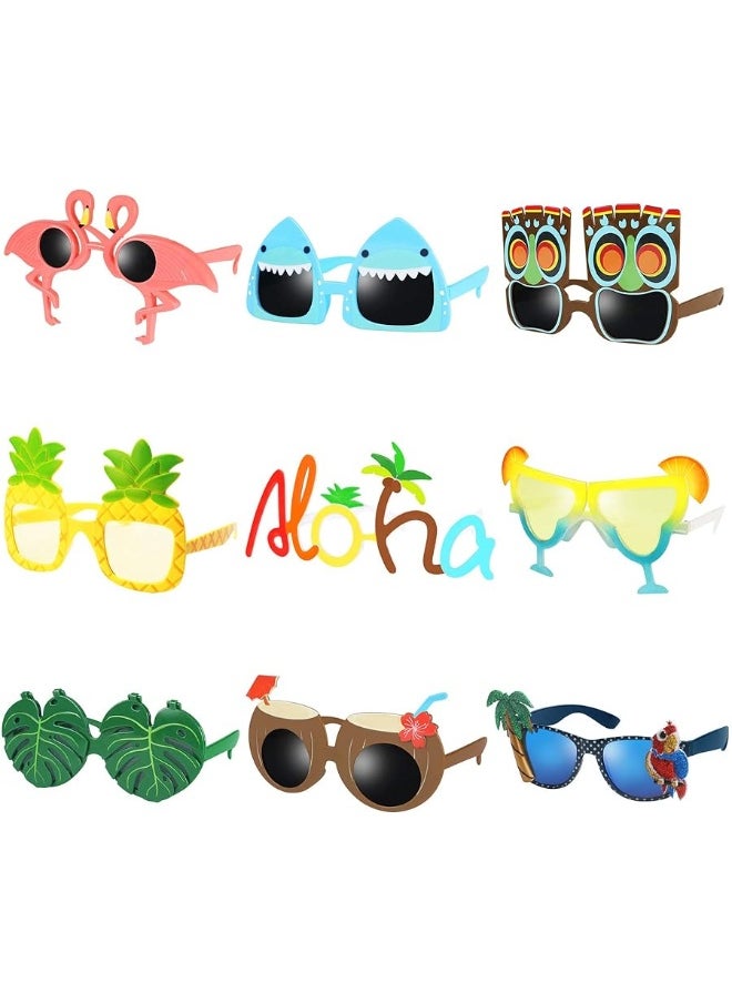 Ocean Line - Luau Party Sunglasses - 9 Pairs Funny Hawaiian Glasses, Tropical Fancy Dress Props, Fun Summer Kids Party Favors, Beach Themed Party Supplies Decoration - Image 1