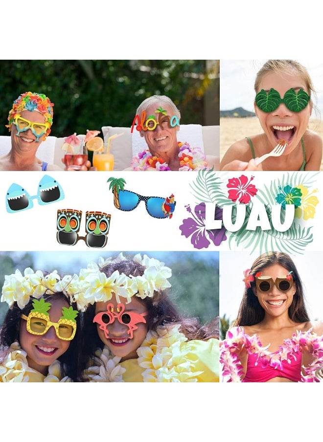 Ocean Line - Luau Party Sunglasses - 9 Pairs Funny Hawaiian Glasses, Tropical Fancy Dress Props, Fun Summer Kids Party Favors, Beach Themed Party Supplies Decoration - Image 1