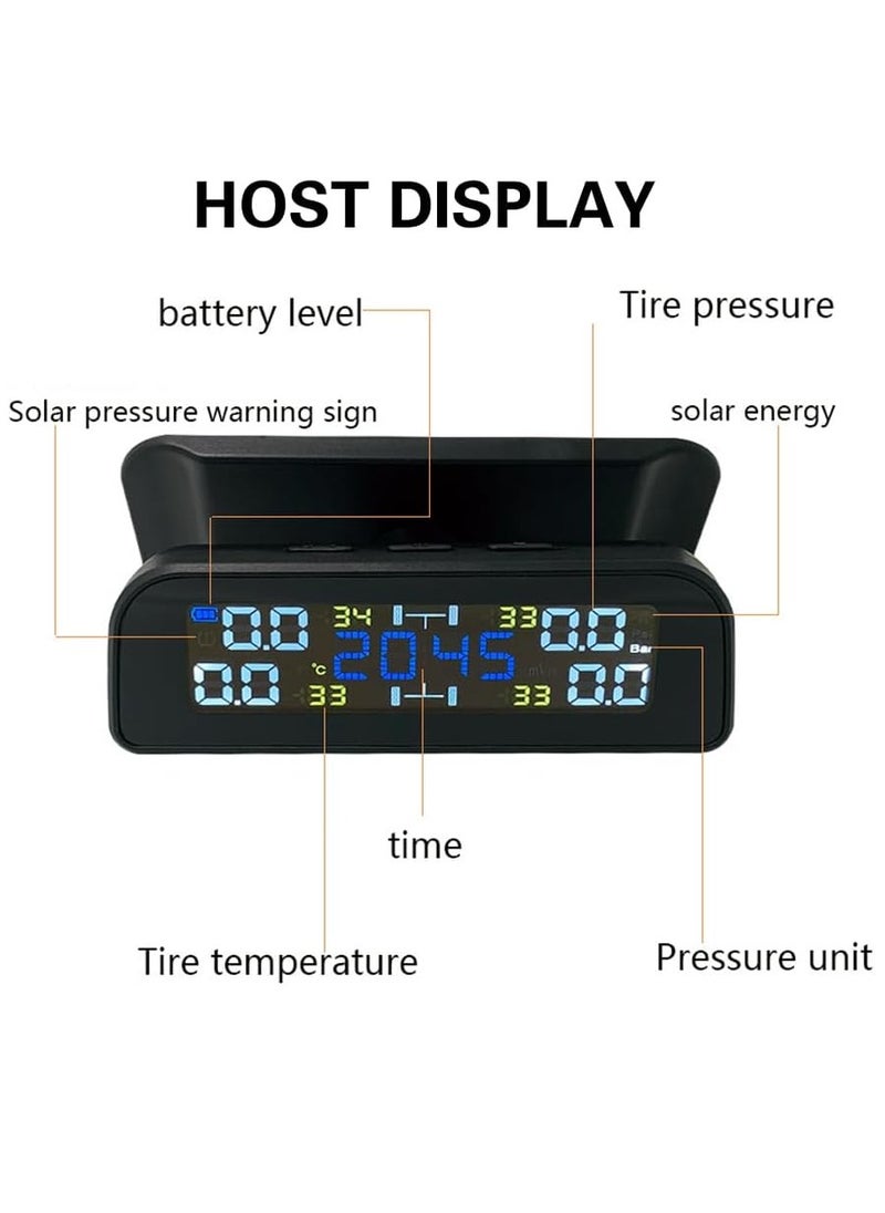 RATSAW - Auto Tire Pressure Monitor Sensor Wireless Tire Pressure Monitoring System Solar TPMS Tire Pressure Monitor Installed on Windowshield LCD Display Real Time Display Temperature Pressure for Car - Image 1