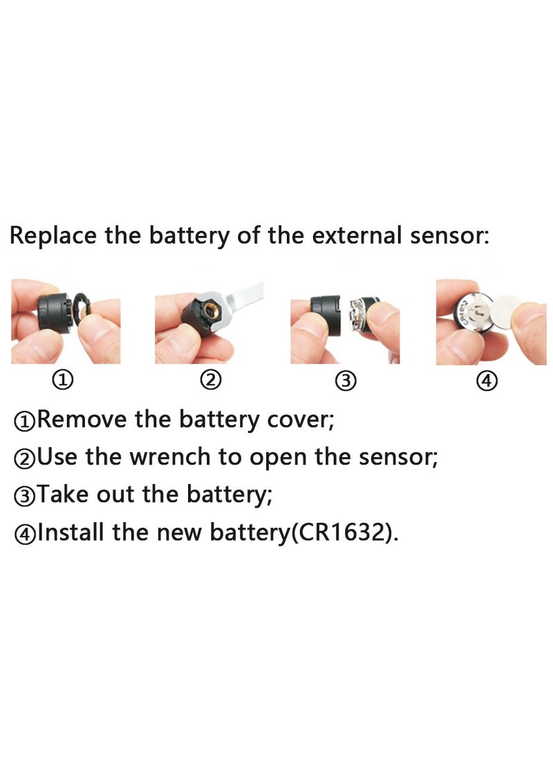 RATSAW - Auto Tire Pressure Monitor Sensor Wireless Tire Pressure Monitoring System Solar TPMS Tire Pressure Monitor Installed on Windowshield LCD Display Real Time Display Temperature Pressure for Car - Image 1